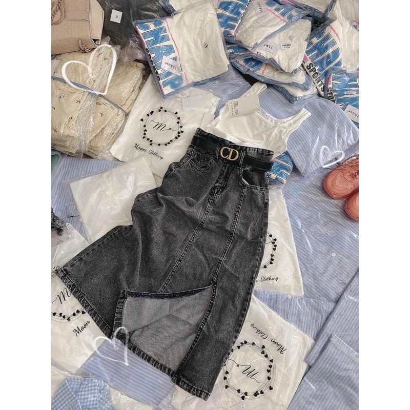 CHÂN VÁY BÒ NẮP TÚI DÁNG DÀI | BigBuy360 - bigbuy360.vn