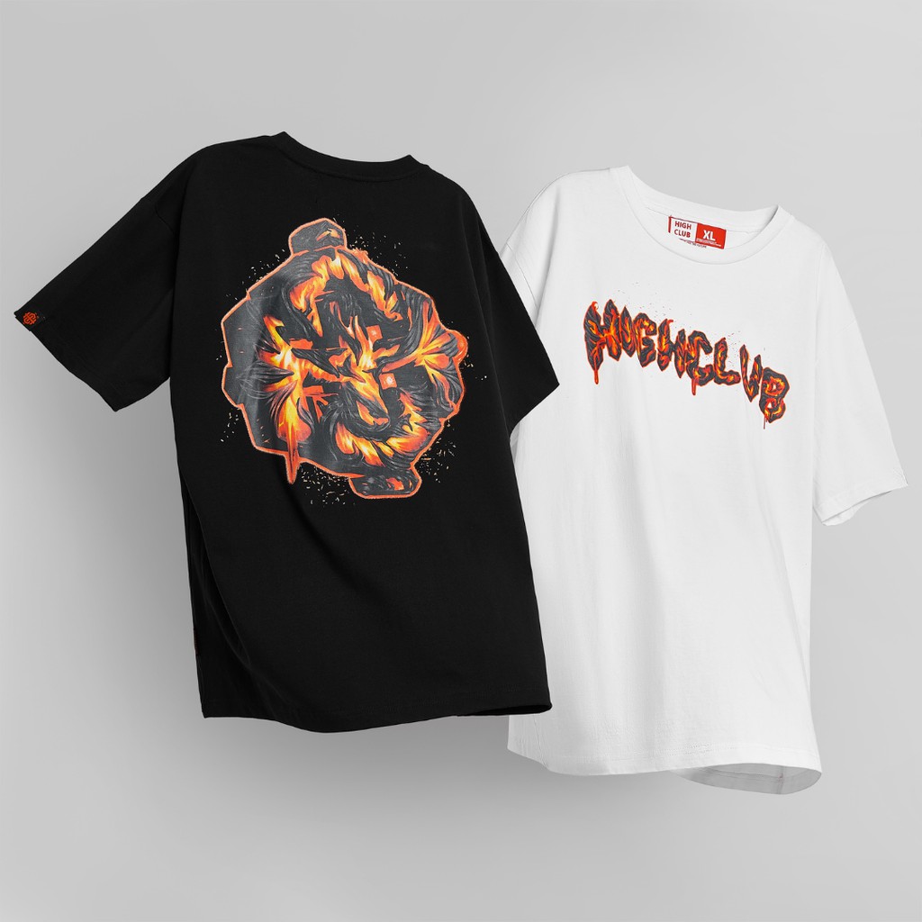 Áo Thun VOLCANO Tay Lỡ Unisex Nam/Nữ Đen/Trắng Cổ Tròn - HIGHCLUB Brand Chính Hãng