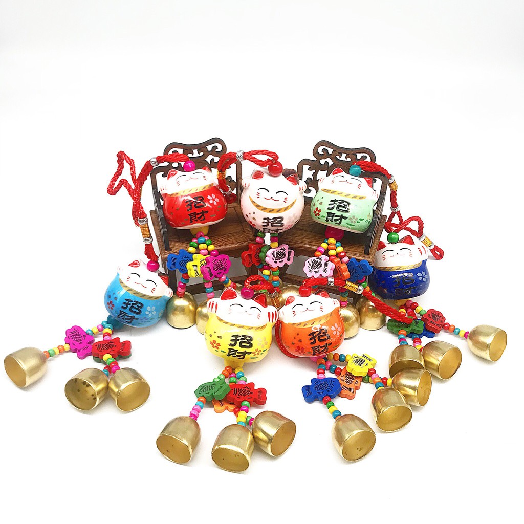Chuông gió mèo sứ phong thủy tài lộc trang trí nhà cửa | BigBuy360 - bigbuy360.vn