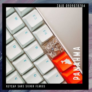 [Sẵn hàng] Keycap SAr3 1u Silver Flakes - Nút Keycap Profile SA Resin Nút bàn phím cơ lá bạc