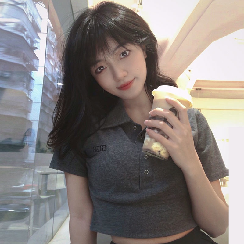 Áo Sơ Mi Lửng Tay Dài Có Cổ Dáng Ngắn Màu Trơn Và Tinh Khiết Mới Dành Cho Bạn Nữ