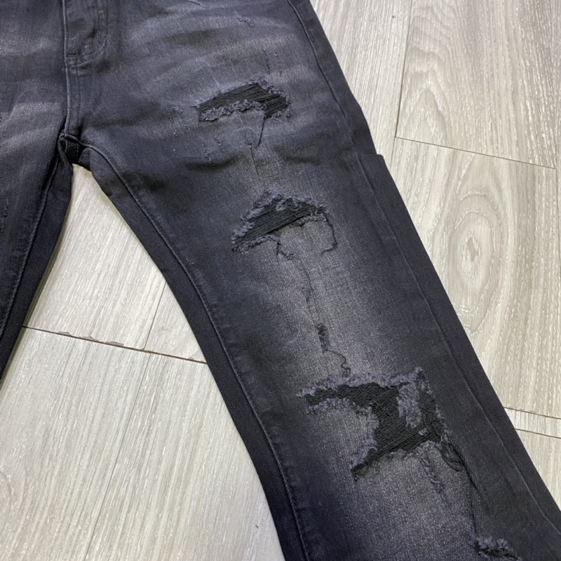 Quần bò nam Amiri chữ đùi siêu cấpp LF839-3498, jean bò amiri rách gối vá vải new, Bin Store
