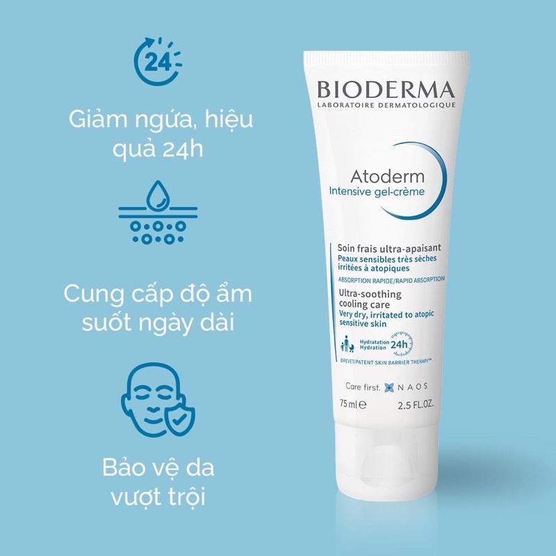 Bioderma Gel Dưỡng Ẩm Chuyên Sâu Cho Da Khô, Rất Khô Dùng Được Cho Cả Trẻ Sơ Sinh Bioderma Atoderm Intensive Gel Cream