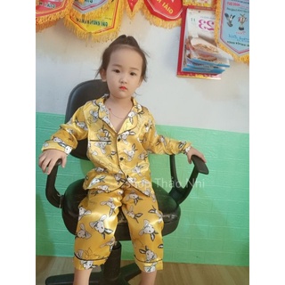 Pizama dài tay chất phi lụa loại 1 mịn đẹp cho bé