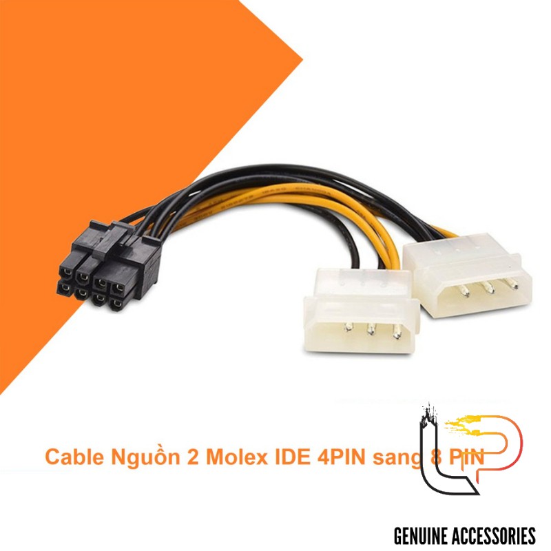 Cáp nguồn 2 Molex IDE 4 PIN sang 8 PIN