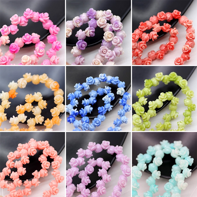 Set 20 Mặt Dây Chuyền Hoa Hồng 3D 6mm Nhiều Màu