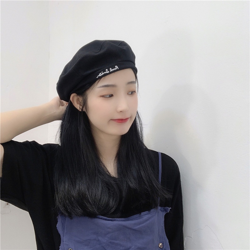 Mũ beret thêu chữ cái phong cách Anh quốc cổ điển thời trang