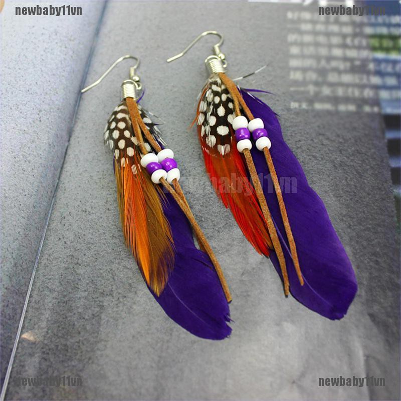 Bông Tai Lông Vũ Tua Rua Thời Trang