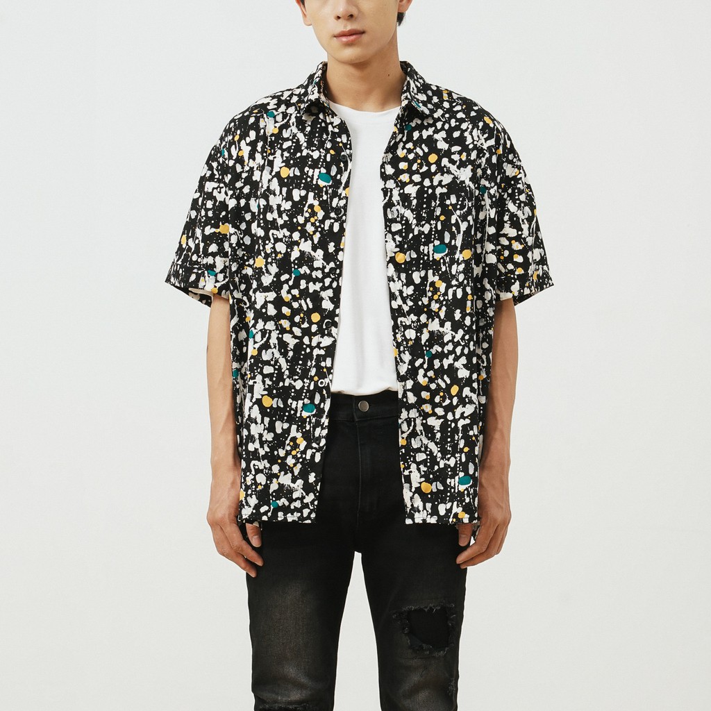 Áo Sơ Mi Cộc Tay Cổ Đức Nam Hoạ Tiết Vẩy Sơn UNICUS Colore Shirt | BigBuy360 - bigbuy360.vn