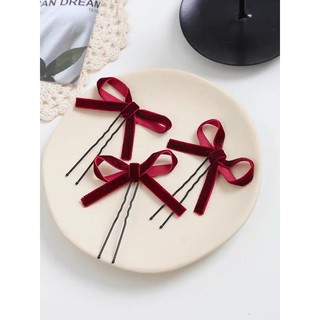 Sét 3 trâm nhung nơ đỏ đô tạo kiểu tóc ✨✨