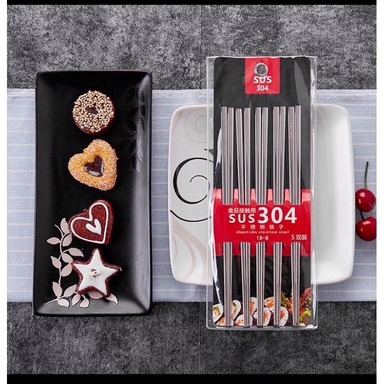 Đũa inox 304 cao cấp Hàn Quốc(Set 5 đôi)