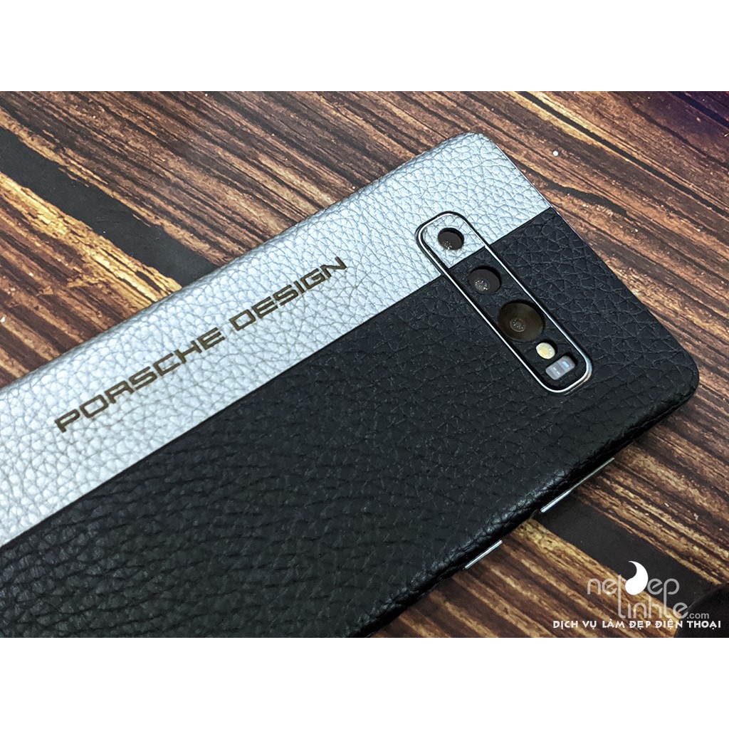 Samsung Note 8 dán da bò vân Mil màu xám D73 ghép sọc D02