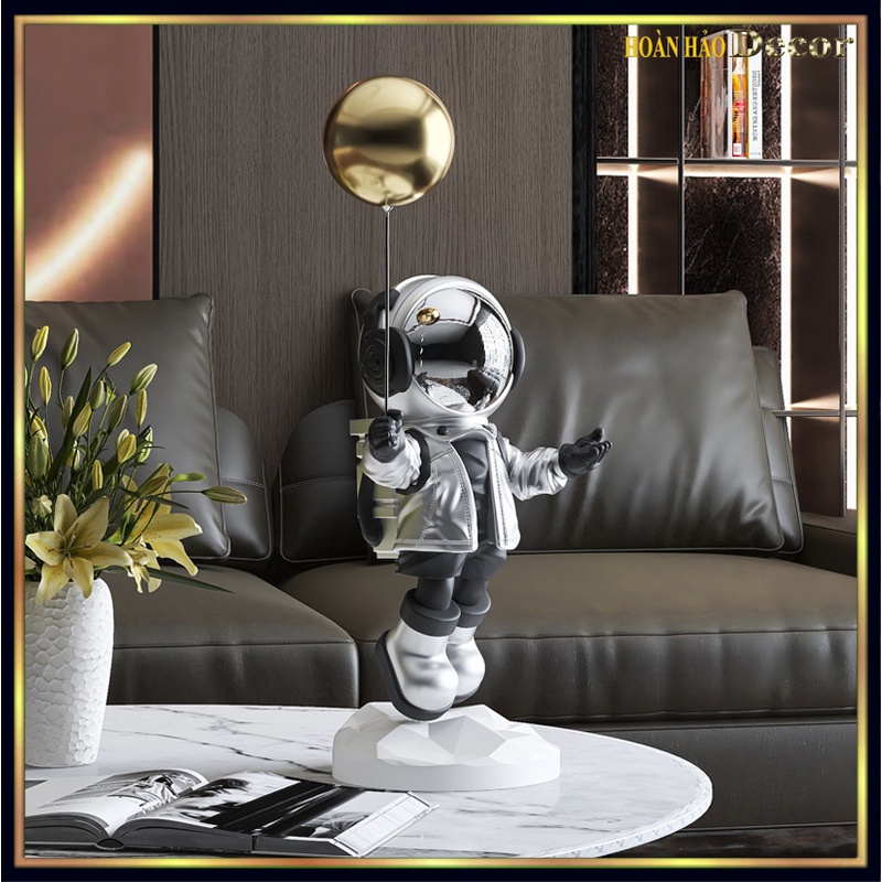 Tượng mô hình phi hành gia cầm bóng trang trí để bàn siêu hot,tượng trang trí để bàn,quà tặng độc đáo và thời thượng