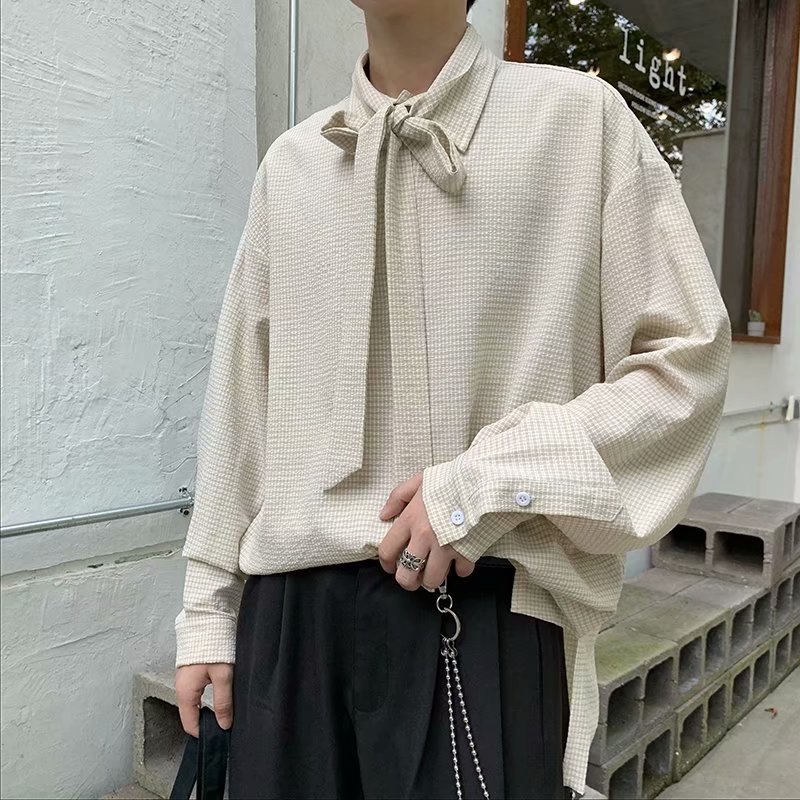 Áo sơ mi dài tay thắt nơ năng động thời trang dành cho nam | BigBuy360 - bigbuy360.vn