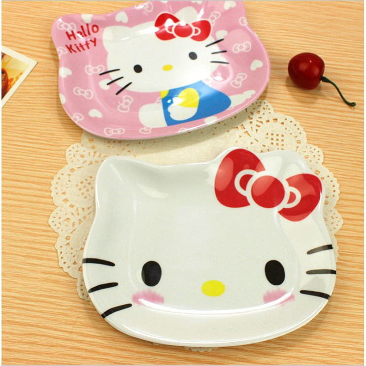 【Life-365】Hello Kitty Plate Cartoon Kids Tableware Snack Dish Cake Dish Baby Tableware