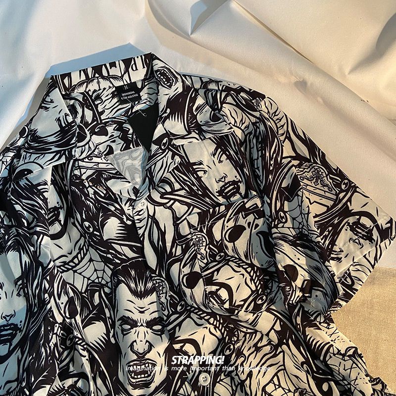 Áo Sơ Mi Tay Ngắn Màu Tím In Họa Tiết Hoa Phong Cách Nhật Bản Thời Trang Cho Nam Và Nữ