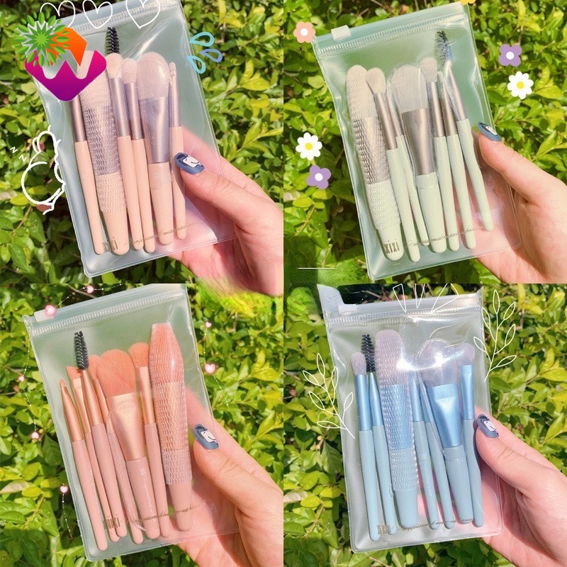 Bộ 8 cọ trang điểm cá nhân kèm túi zip phong cách vintage HSU