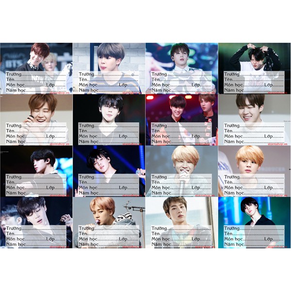 Nhãn vở Thành Viên BTS -Jungkook combo 5 bảng 50k