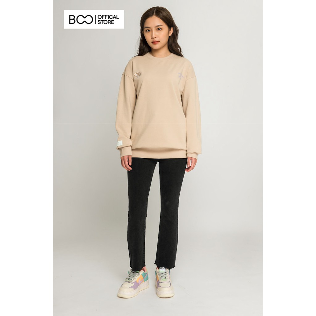 Áo Sweatshirt Nỉ Không Mũ Nam Nữ Unisex BOO Oversize Dáng Rộng Đính Patch Và In Graphic Nhiều Màu