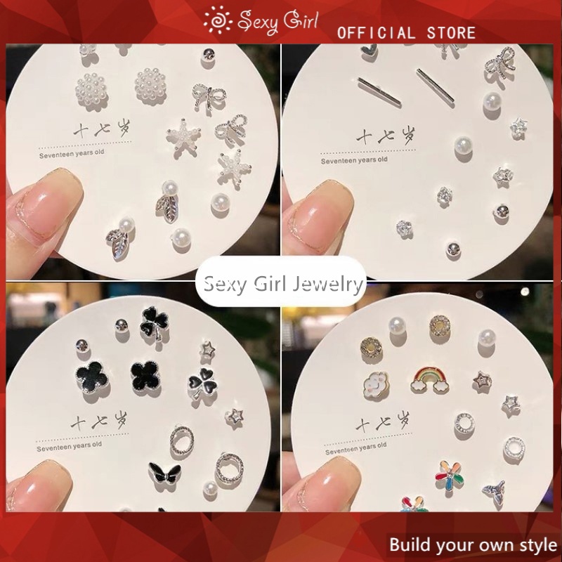 Set 7 Đôi Khuyên Tai Nhỏ Xinh Thời Trang Nữ