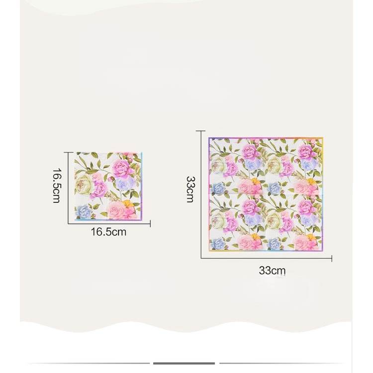 Bộ 20 Khăn Giấy In Hoa Nhiều Màu Trang Trí Tiệc &amp; Tiệc Cưới