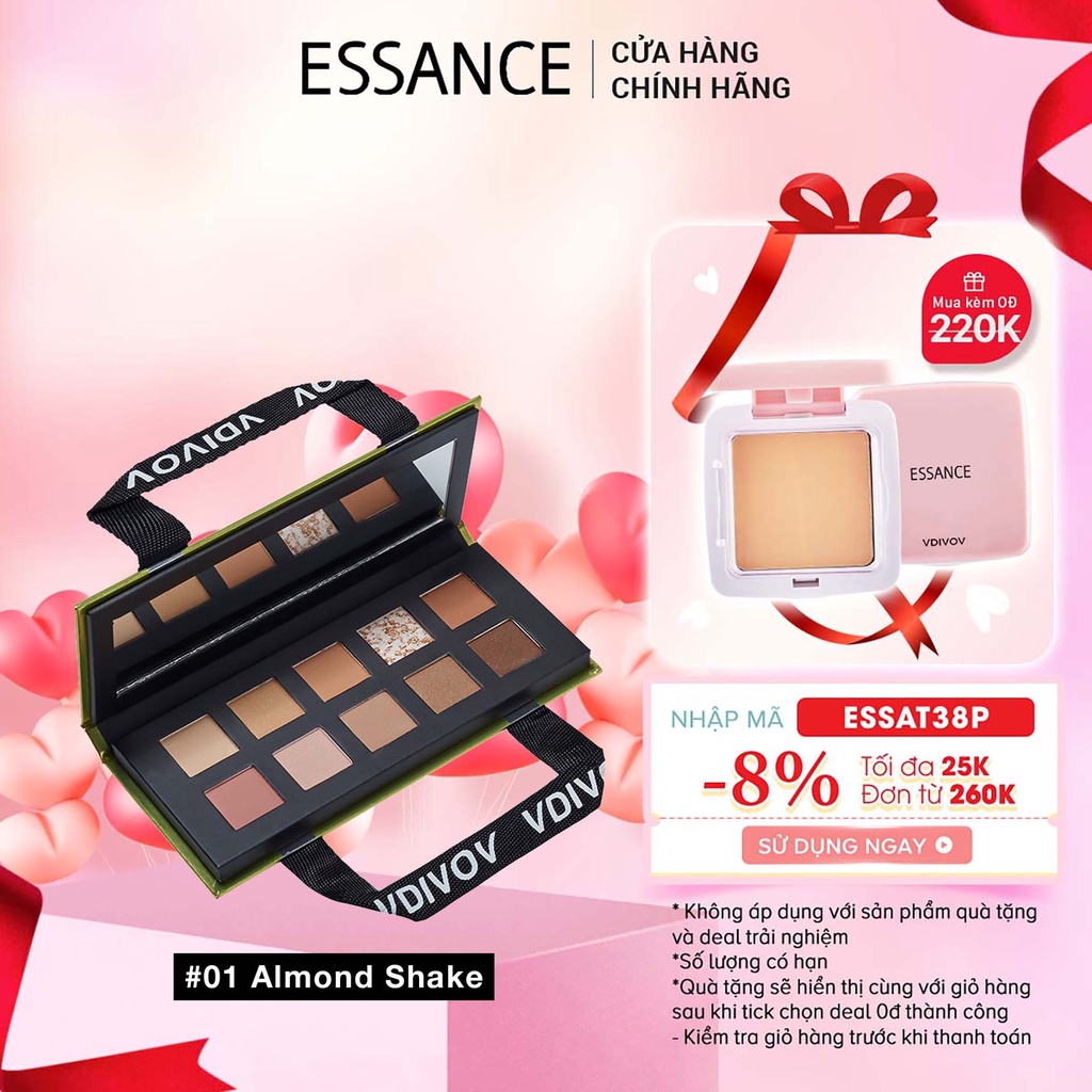 [Mã COSLG5 giảm 10%]Phấn mắt 10 màu Essance VDIVOV Eye Color Bag 10g