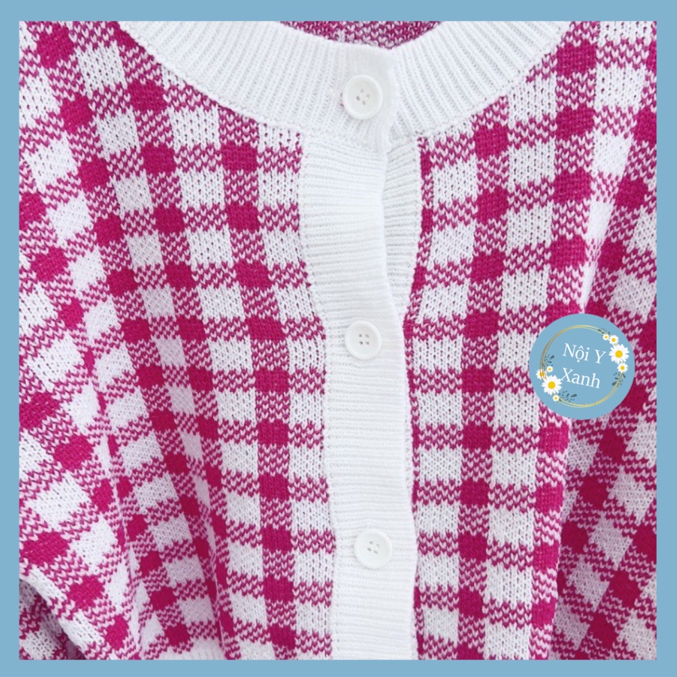 áo khoác len cardigan croptop hình họa caro phong thái korea hottrend A144 noiyxanh hot trend, phom đẹp, chất đẹp