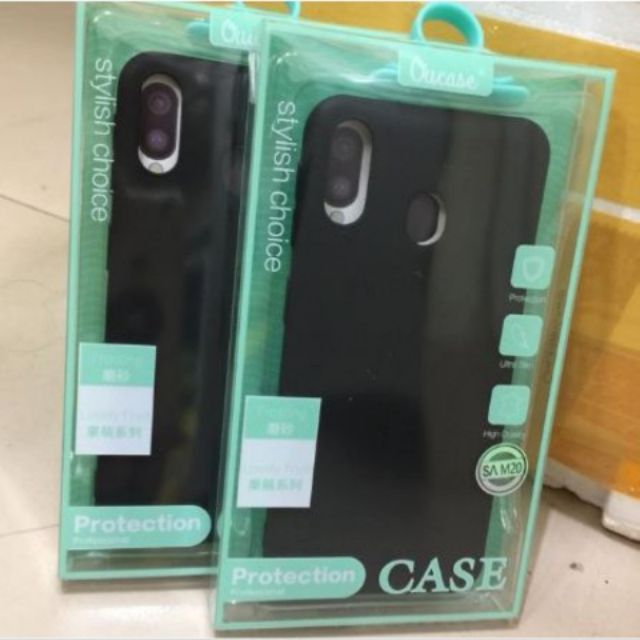 Ốp lưng Ou Case cho galaxy M20 silicon dẻo màu (đen-xanh)