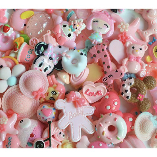Charm (C23) slime/ Dụng Cụ Charm Trang Trí [Ko Keo &amp; Nút] Theo Chủ Đề 100 món