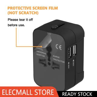 Universal Travel Adapter International Power Outlet Plug 2 USB