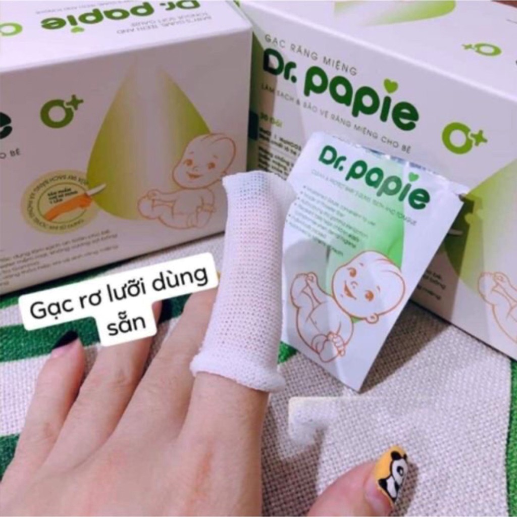 Gạc rơ lưỡi cho bé Dr PAPIE lẻ 1c, tưa lưỡi vệ sinh răng miệng cho bé sơ sinh - Monnie Kids