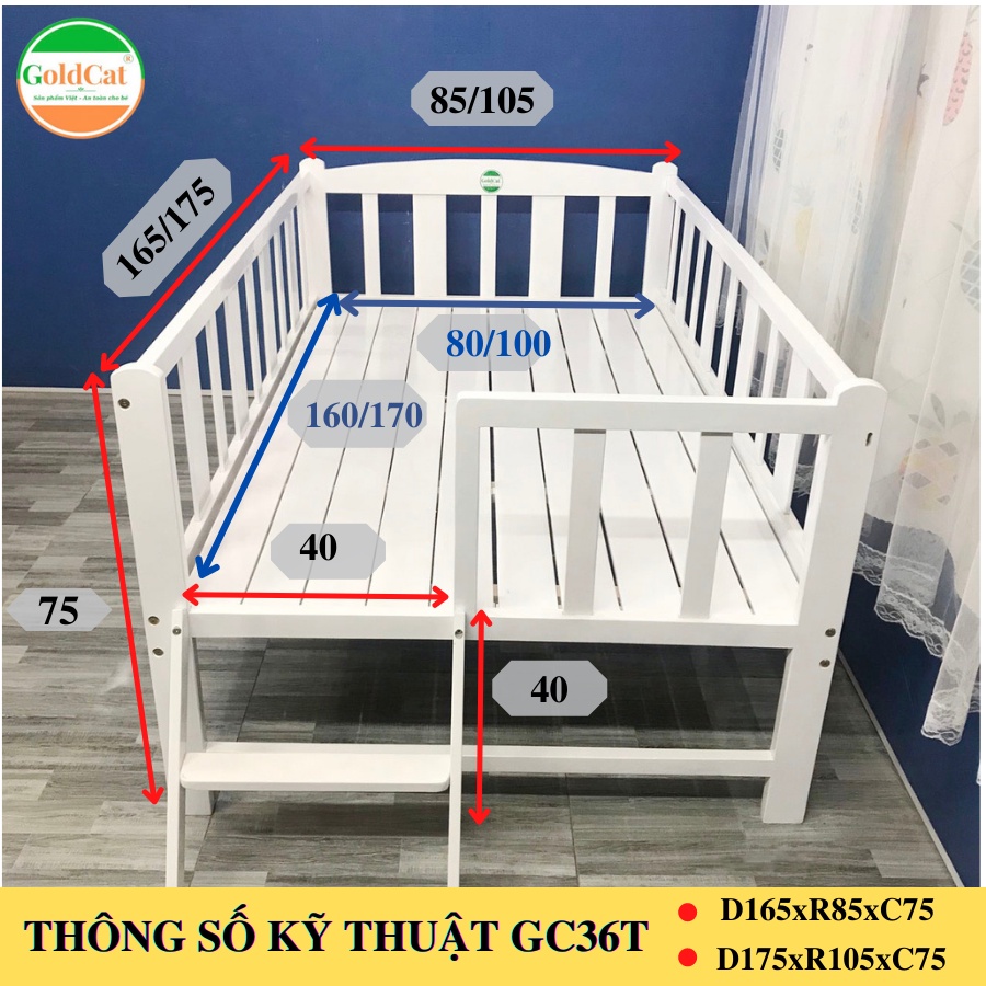 Giường Ngủ Cho Bé Ghép Cầu Thang GOLDCAT GC36T Chất Liệu Gỗ Quế Độ Bền Cao Cho Trẻ Từ 3-15 Tuổi