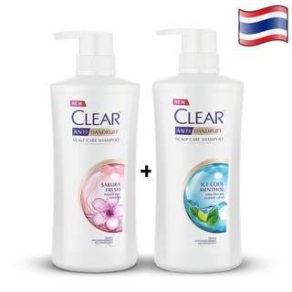 Combo 2 chai dầu gội Clear Bạc Hà và Clear Anh Đào nhập khẩu Thái Lan -435ml/chai