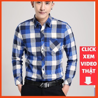 Sơ Mi Nam Hàn Quốc Công Sở Kẻ Sọc Caro Chất Cotton