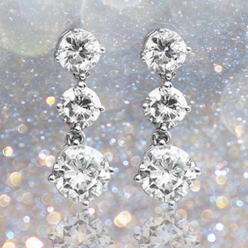 Bông Tai 3 Viên Đá Tròn Thời Trang Đơn Giản Dành Cho Nữ