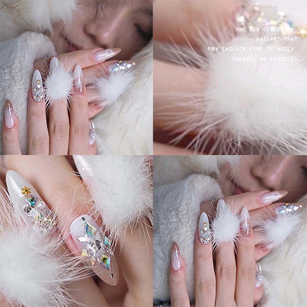 Phụ Kiện Quả Cầu Lông Xù Trang Trí Móng Tay Nghệ Thuật DIY