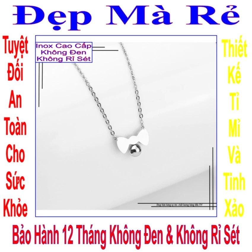 Dây chuyền nữ có mặt hình chiếc nơ treo bi - DCNU00038T015029 (Trắng)