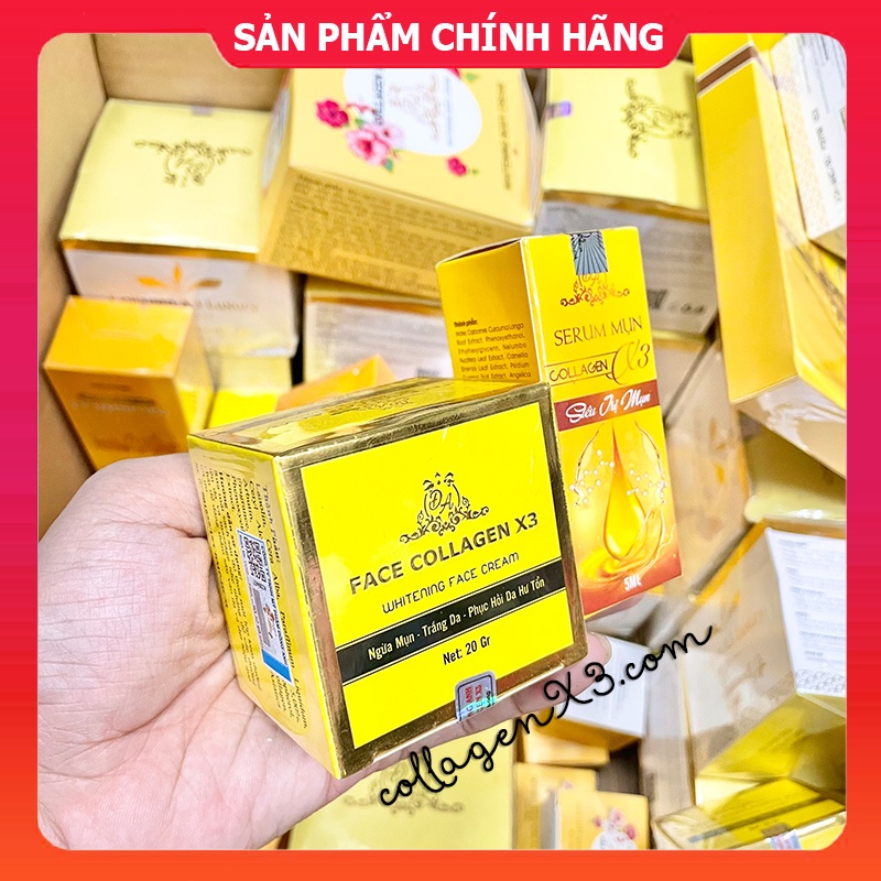 Combo Kem Face Collagen X3 + Serum Mụn Colagen X3 Luxury chính hãng Mỹ Phẩm Đông Anh