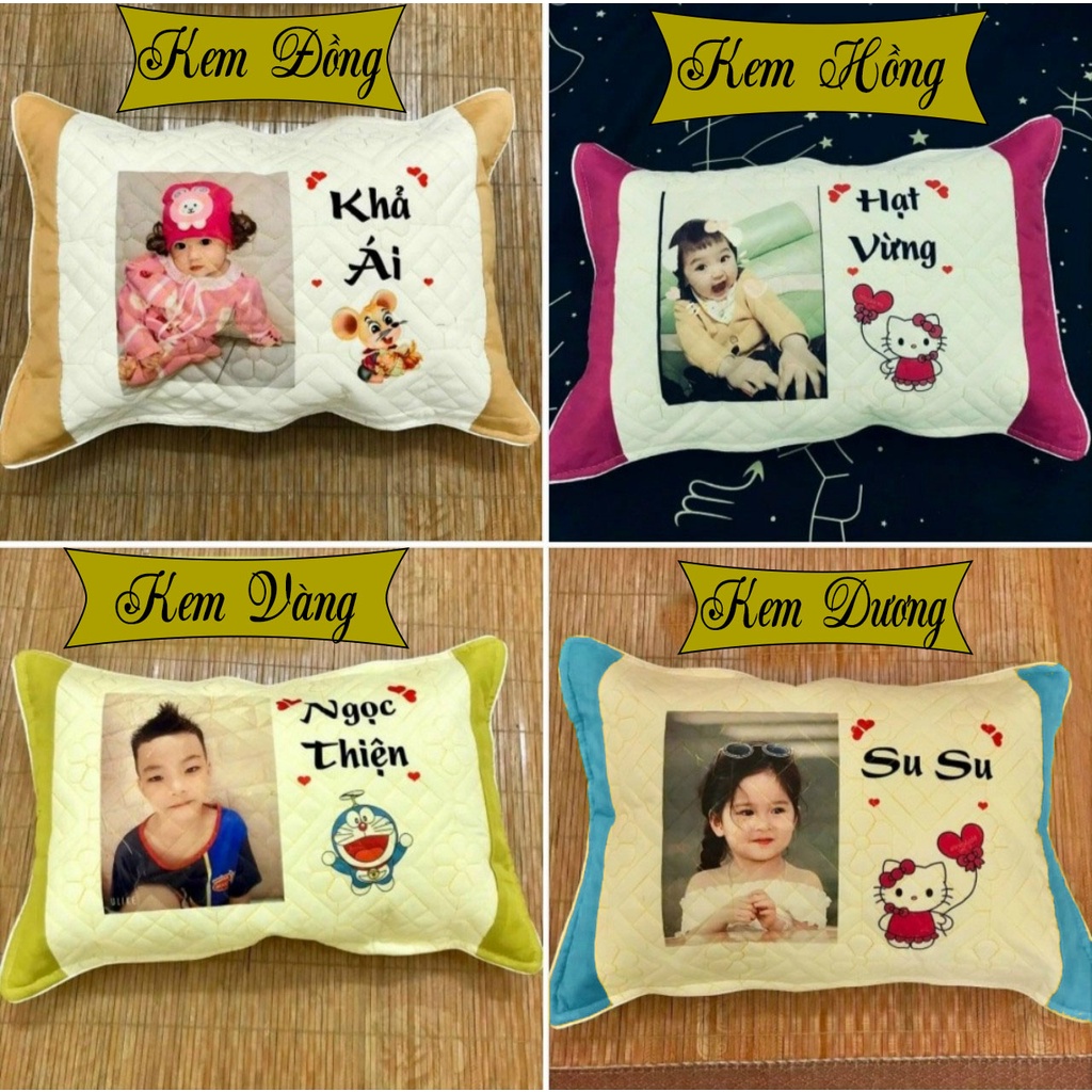 Gối in tên bé in hình theo yêu cầu khách  35*50cm