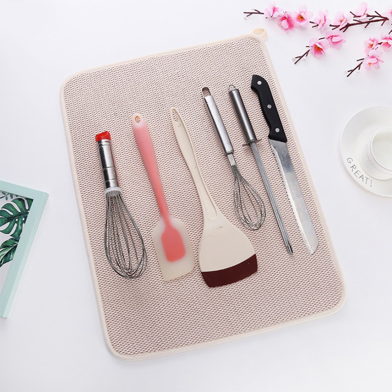 Thảm Lót Làm Khô Chén Dĩa Bằng Sợi Micro Thấm Hút Nước Nhanh Tiện Dụng