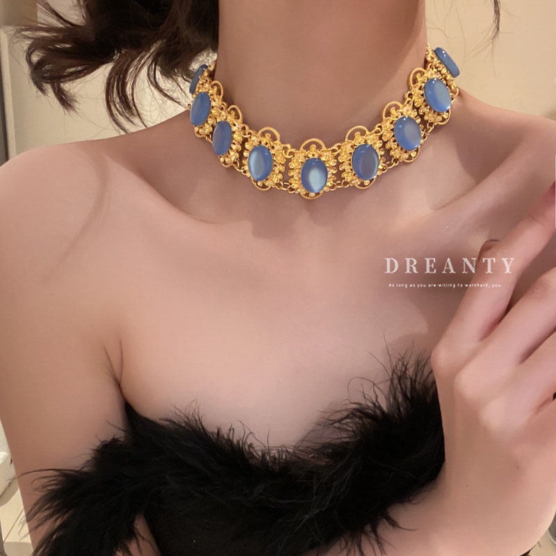 Dây Chuyền Mặt Oval Phong Cách Trung Cổ Âu Mỹ Độc Đáo Kiểu Dáng Mới Cho Nữ