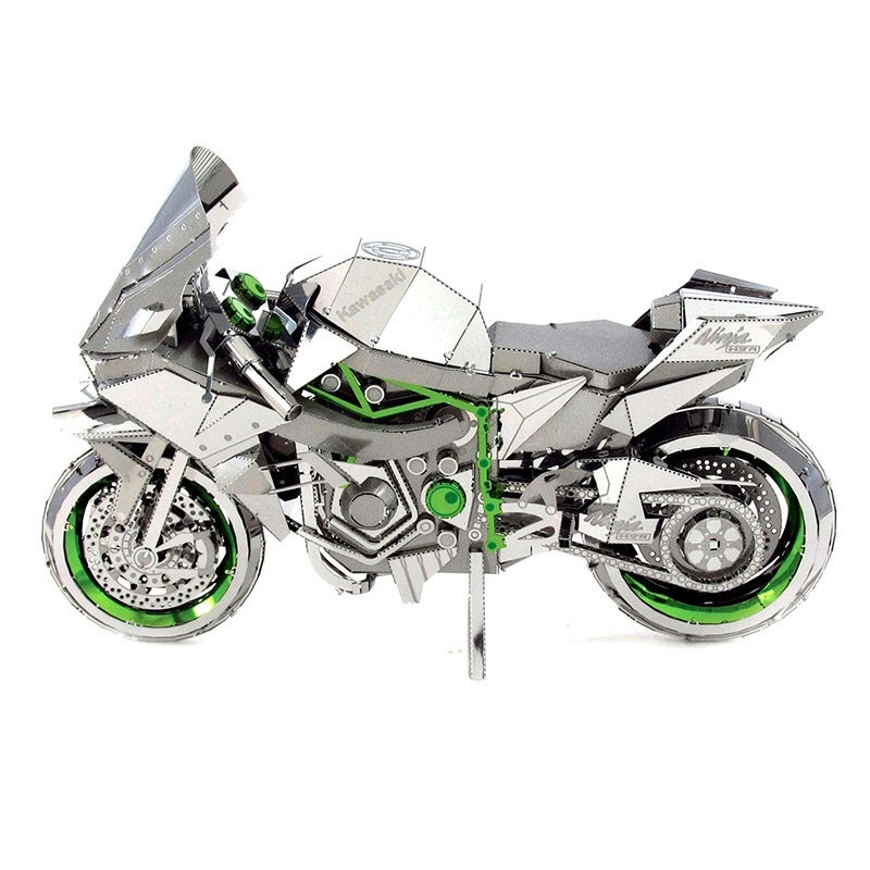 Mô hình 3d kim loại, lắp ráp xe Motobike Kawasaki, đồ chơi xếp hình