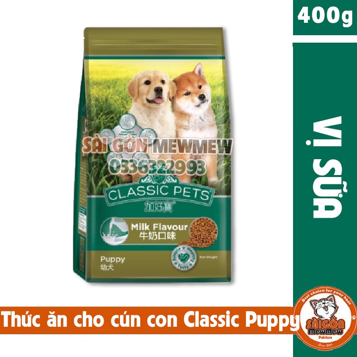 [Mã PET50K giảm Giảm 10% - Tối đa 50K đơn từ 250K] Thức ăn cho cún con Classic Pets Puppy 400gr