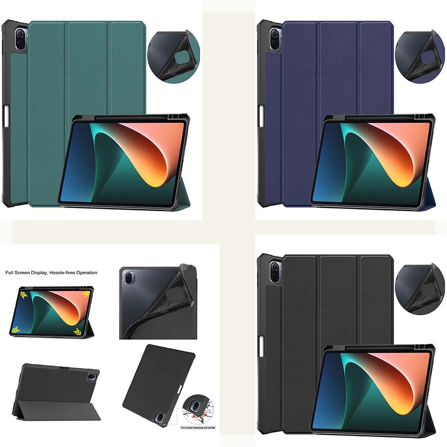 Bao Da Máy Tính Bảng Xiaomi Mi Pad 5, Mi Pad 5 Pro, Bao Da Hiệu Leather Smart Case Dạng Cuộn Chống Sốc, Có Khay Đựng Bút