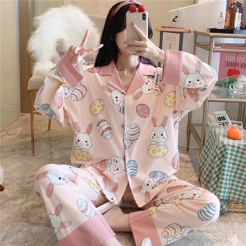 Bộ pijama thu đông tay dài, chất cotton mềm mịn, hoạ tiết trẻ trung | BigBuy360 - bigbuy360.vn