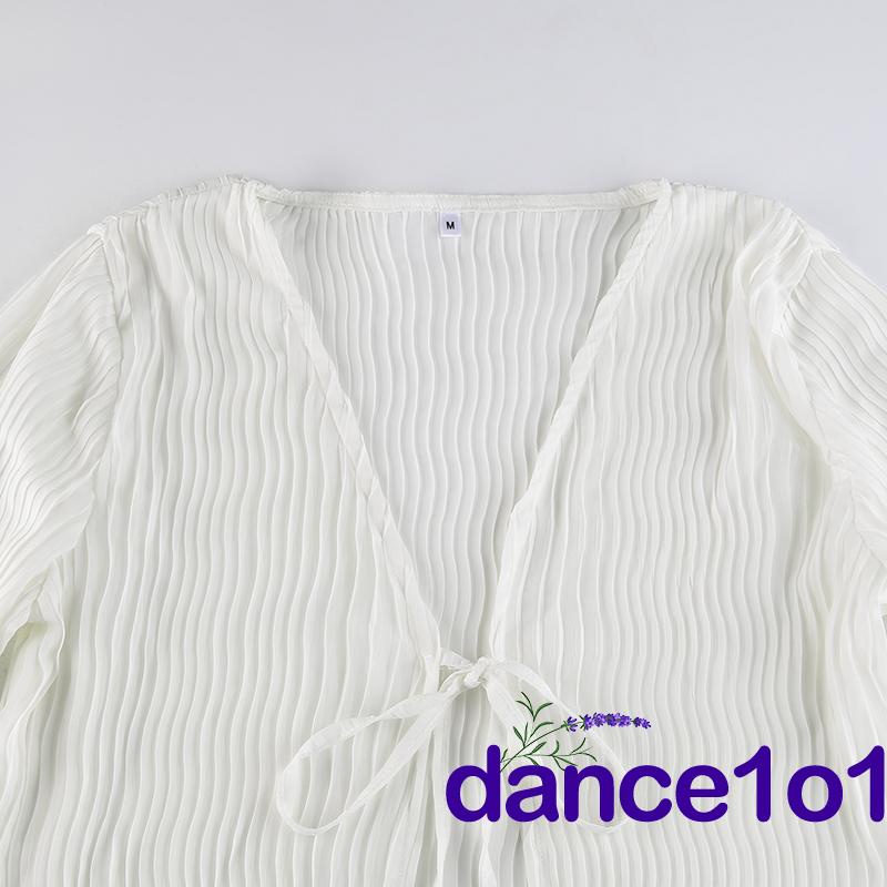 ♥DJ❥Women Long Sleeve Deep V Neck Solid Color Tops