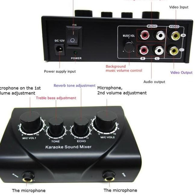 Bộ Trộn Âm Thanh 2 Micro Chuyên Nghiệp Cho Hát Karaoke Echo Audio 2 Micropone - Màu Đen
