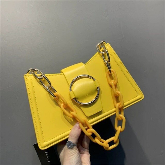 Túi Xách Kẹp Nách Da Trơn Dáng Thuyền Phối Xích, Túi Xách Nữ Dây Xích Phối Màu Lạ Mắt - Chan Bag CB337