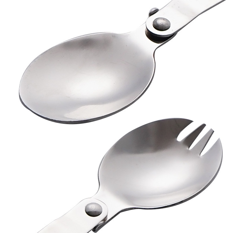 Muỗng / Nĩa mini Bằng Thép Không Gỉ 304 Có Thể Gấp Gọn Tiện Dụng Mang Theo Du Lịch