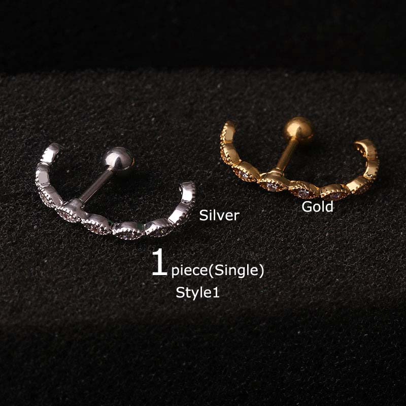 Khuyên xỏ tai bằng thép không gỉ đính đá zircon sang trọng 16G